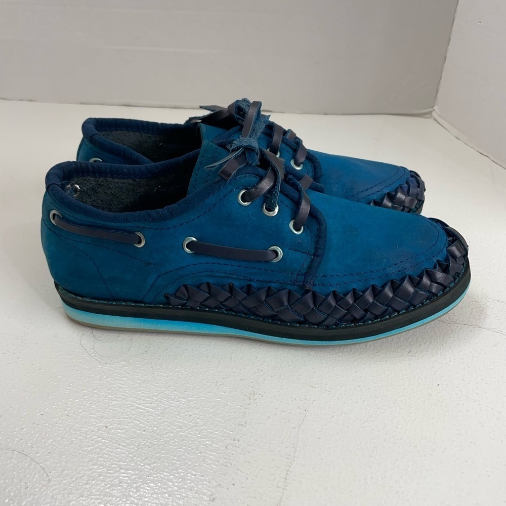 Blue Leather Boat Shoes